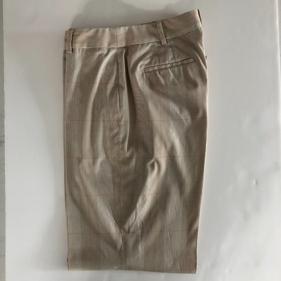 Anne Klein Vintage Check Pants in Polyester/Rayon Blend Tan, White, Orange Sz 8 - Picture 9 of 14